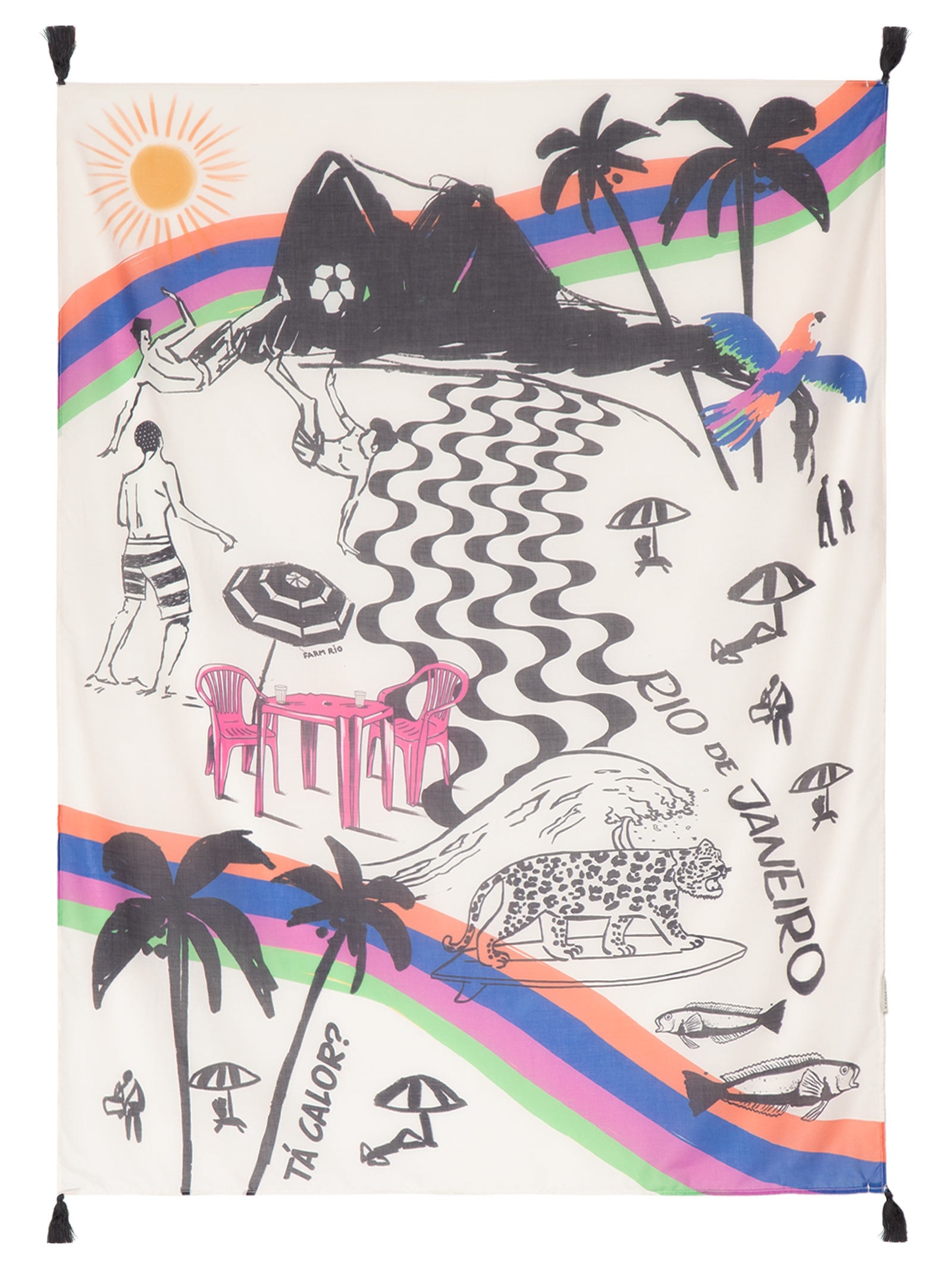 Canga Feminina Dia De Praia Preto Farm Etc