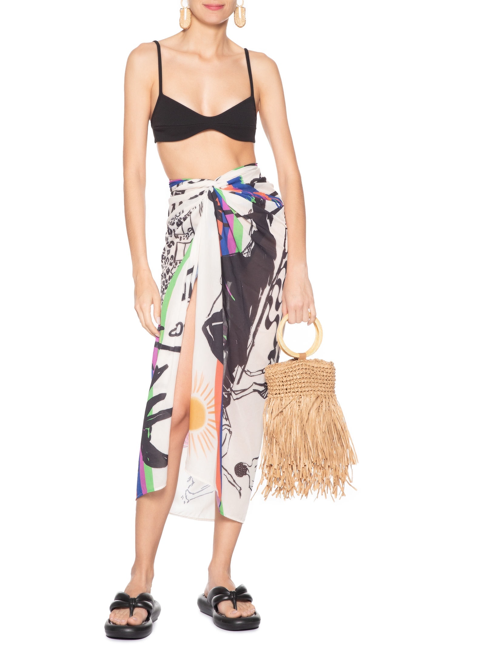 Canga Feminina Dia De Praia Preto Farm Etc