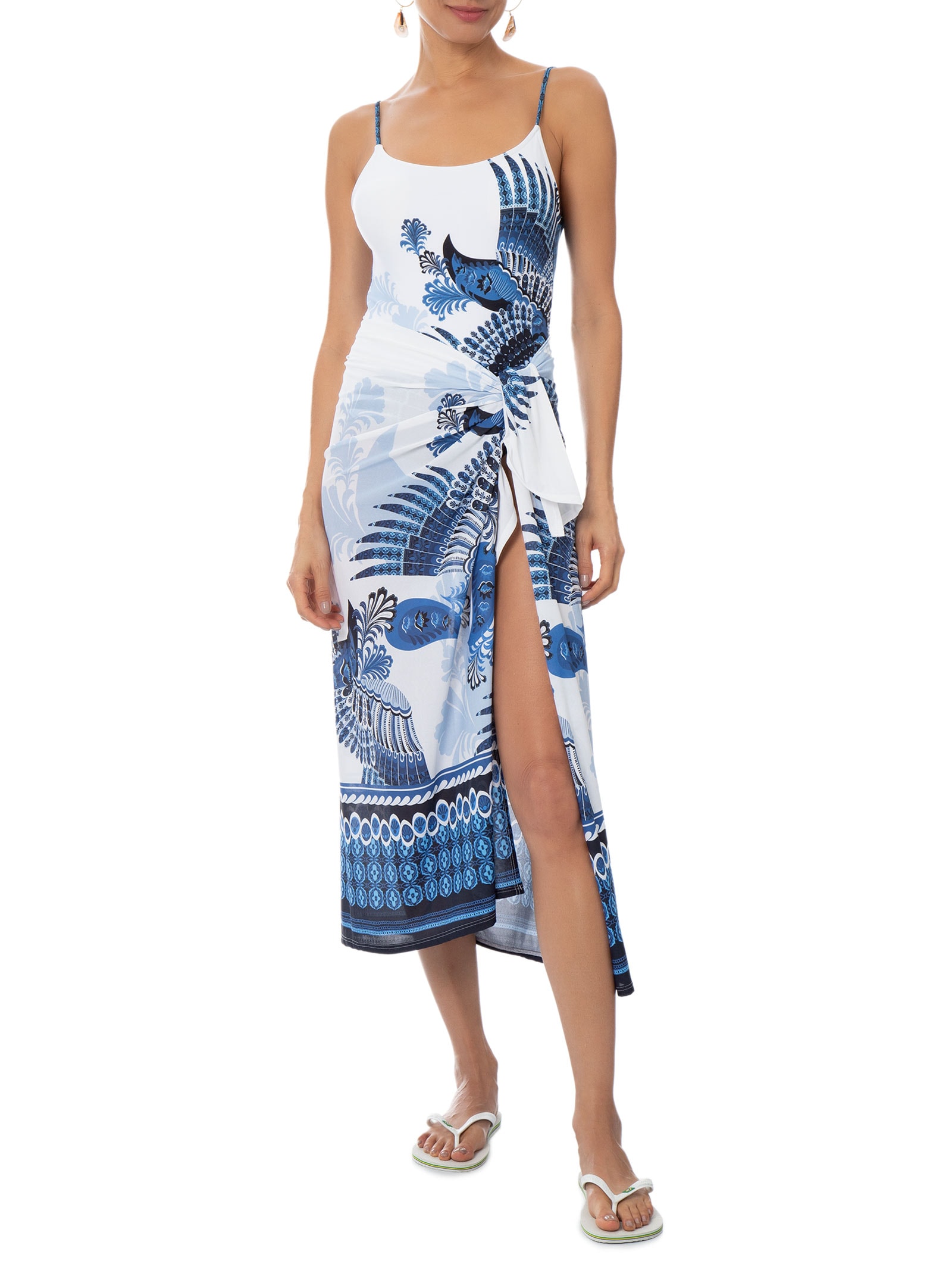 Canga Feminina Estampada  Panô – Azul Água Doce
