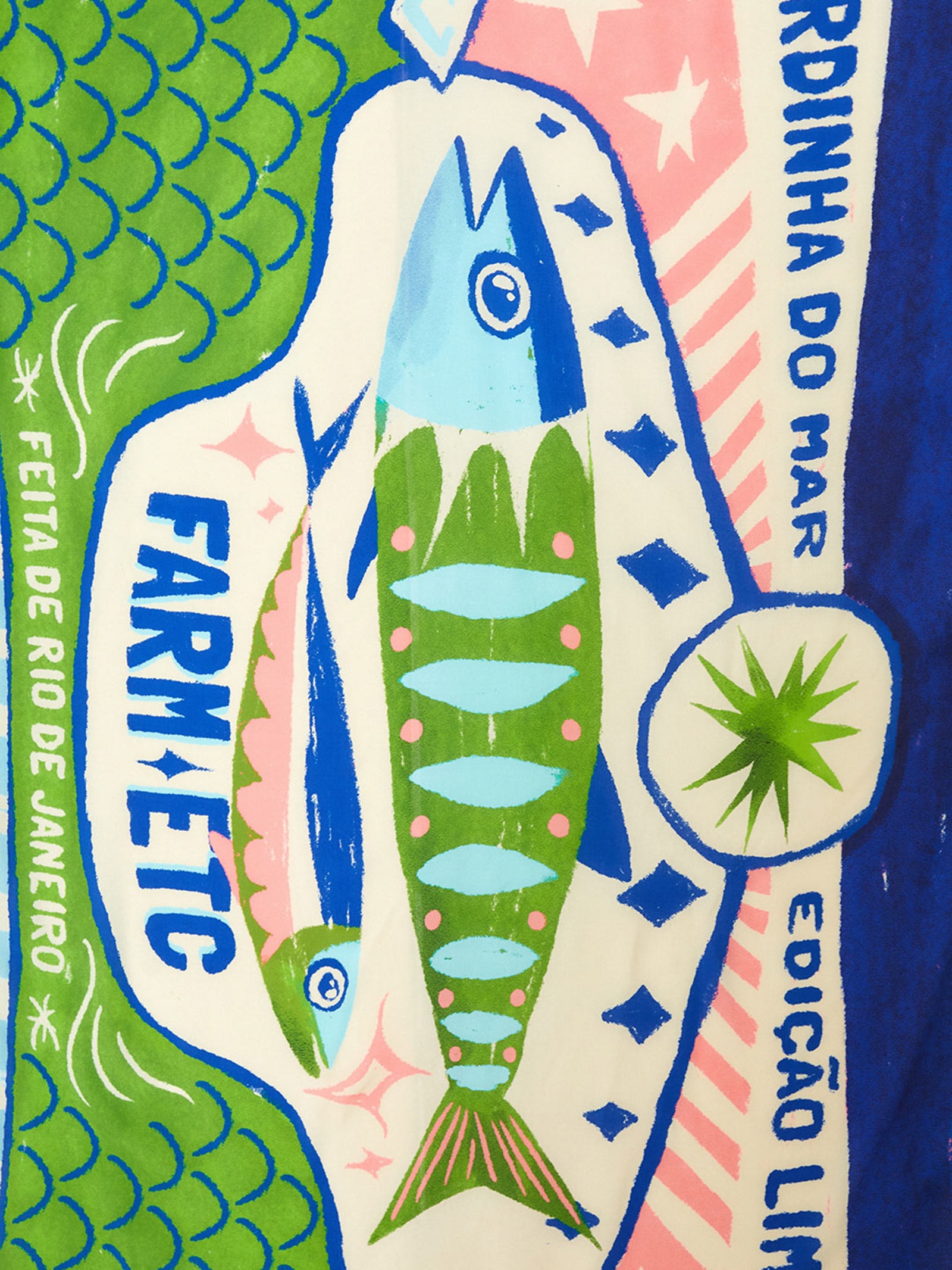 Canga Feminina Rótulo de Sardinhas Azul Farm Etc