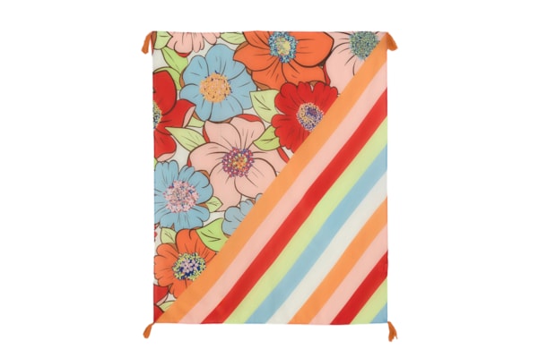 Canga Floral Carolina Listra Rainbow - Laranja