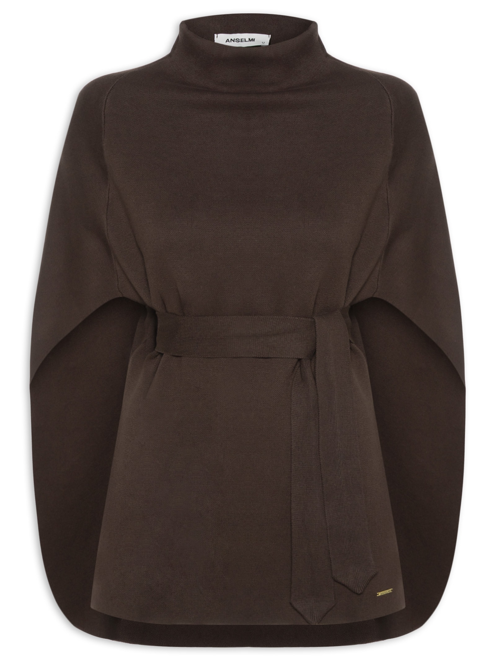 Capa Feminina Mininal Com Cinto Marrom Anselmi