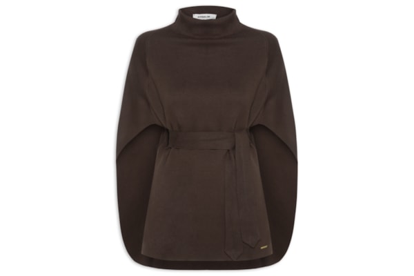 Capa Feminina Mininal Com Cinto - Marrom