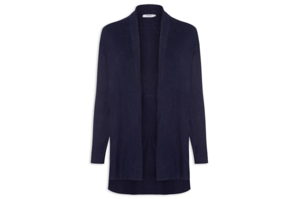 Cardigã Feminino Alongado Comfy Em Tricot - Azul