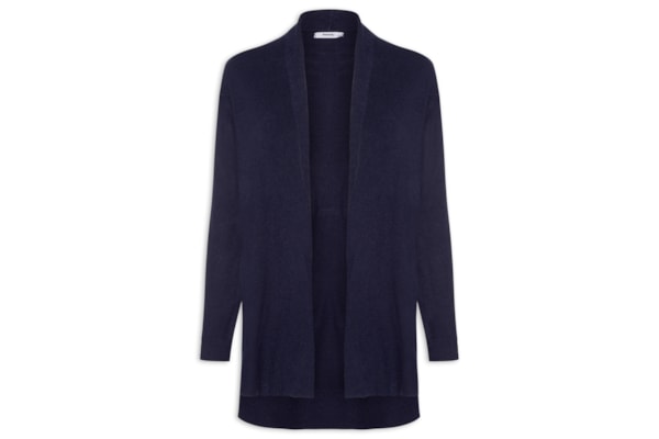 Cardigã Feminino Alongado Comfy Em Tricot - Azul