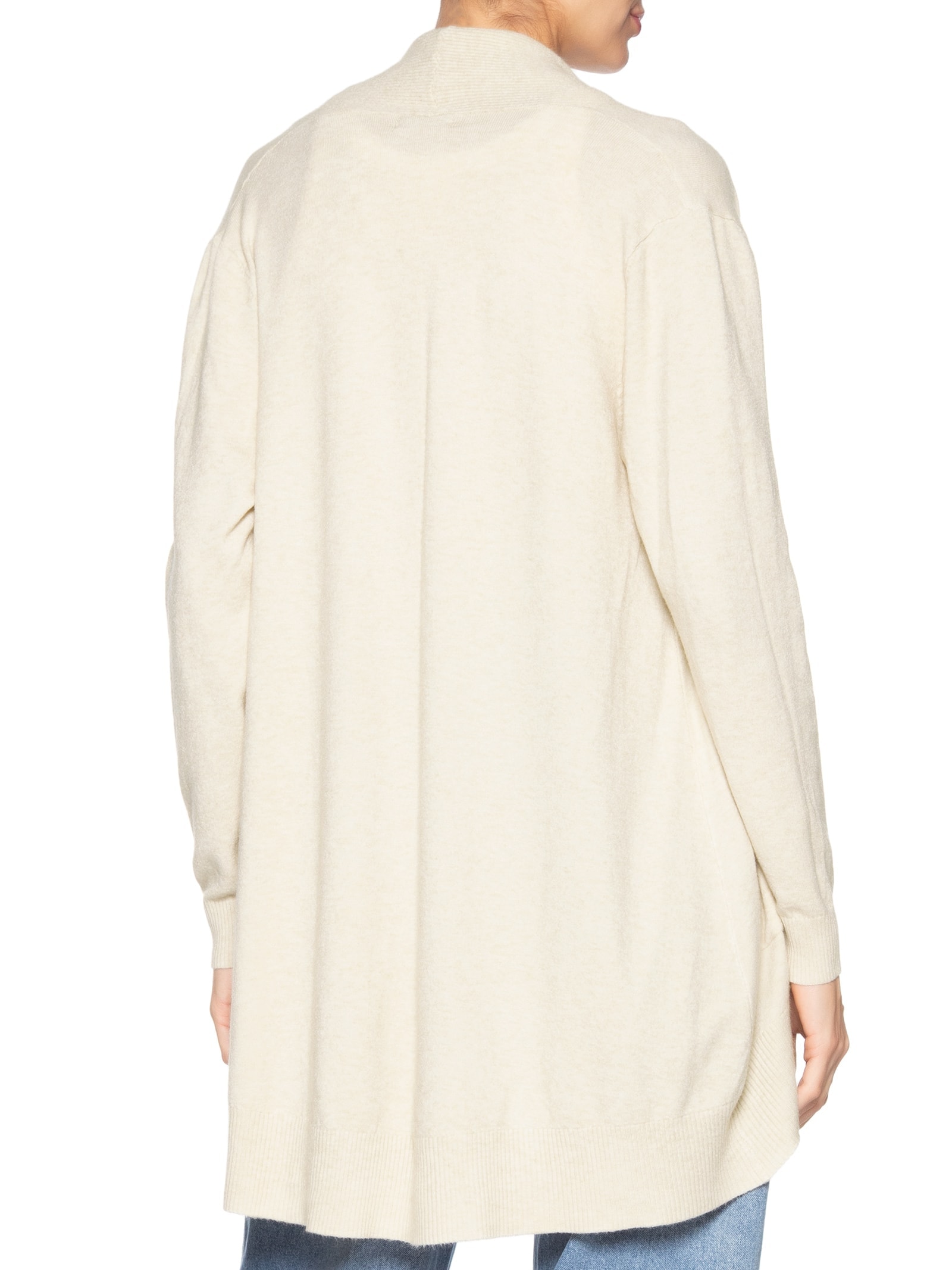 Cardigã Feminino Alongado Comfy Em Tricot Bege Basiq