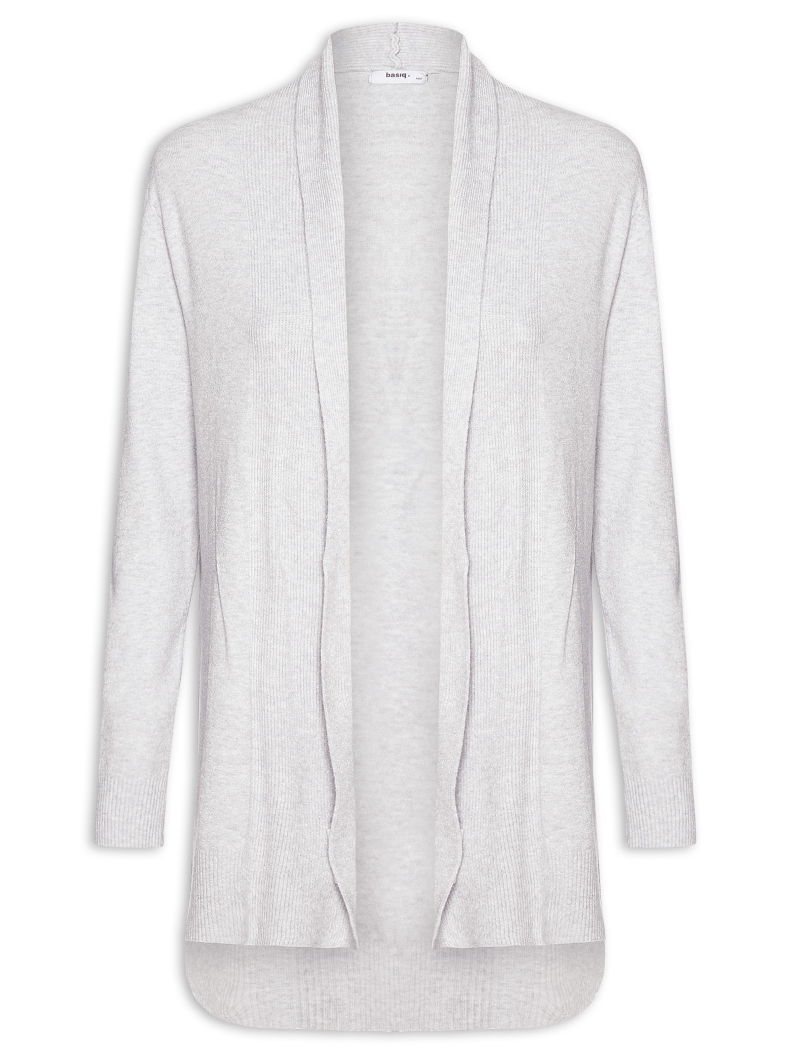 Cardigã Feminino Alongado Comfy Em Tricot Cinza Basiq