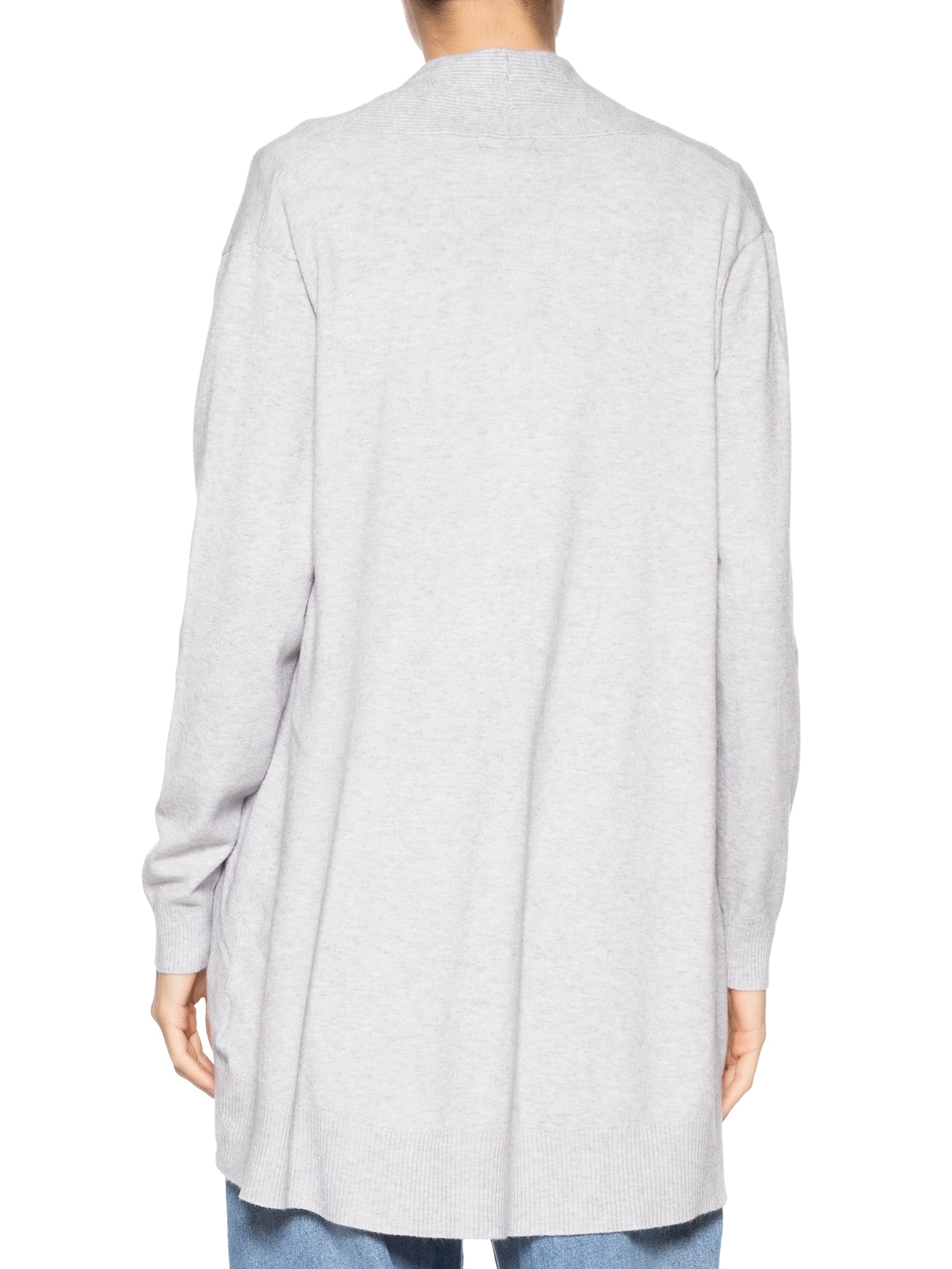 Cardigã Feminino Alongado Comfy Em Tricot Cinza Basiq