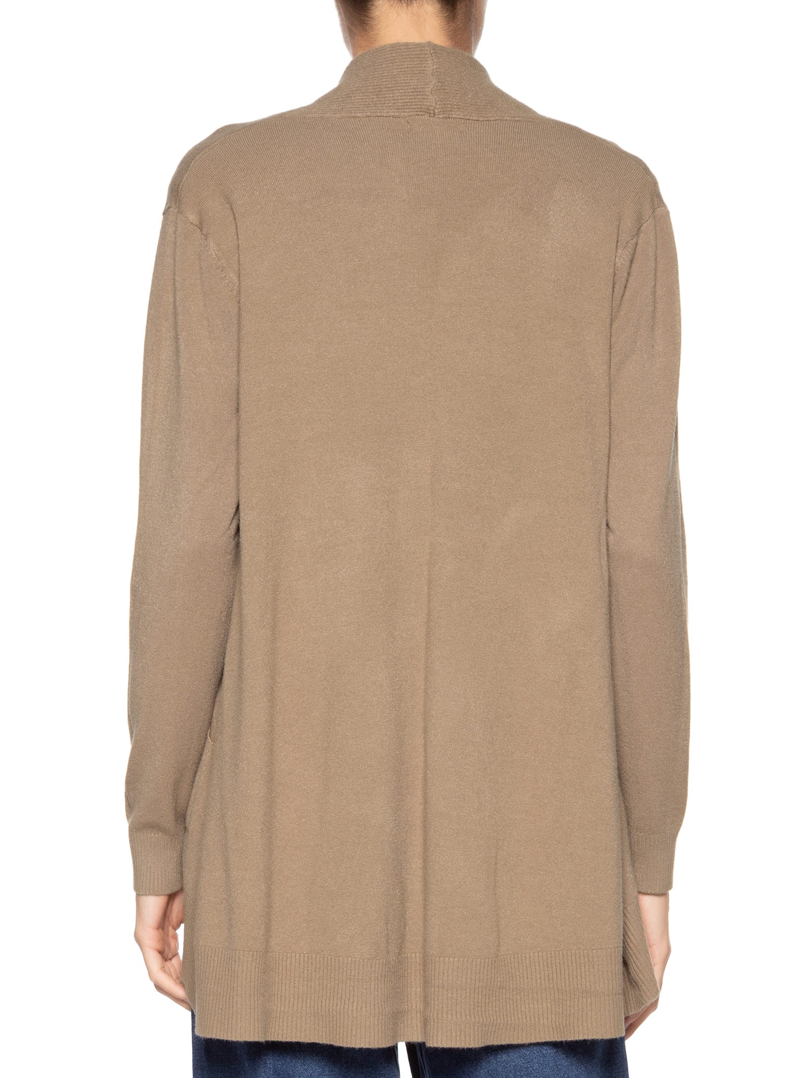 Cardigã Feminino Alongado Comfy Em Tricot Marrom Basiq