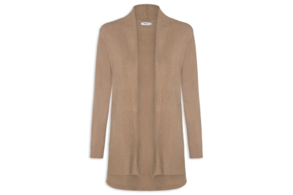 Cardigã Feminino Alongado Comfy Em Tricot - Marrom