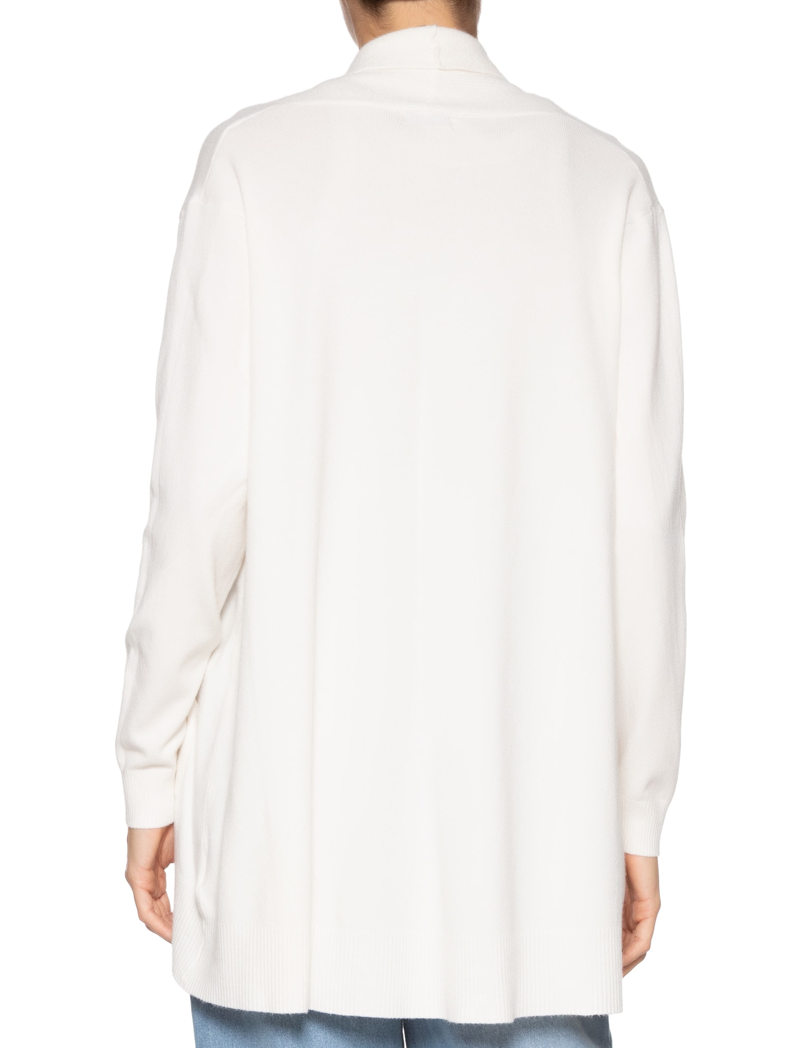 Cardigã Feminino Alongado Comfy Em Tricot Off White Basiq