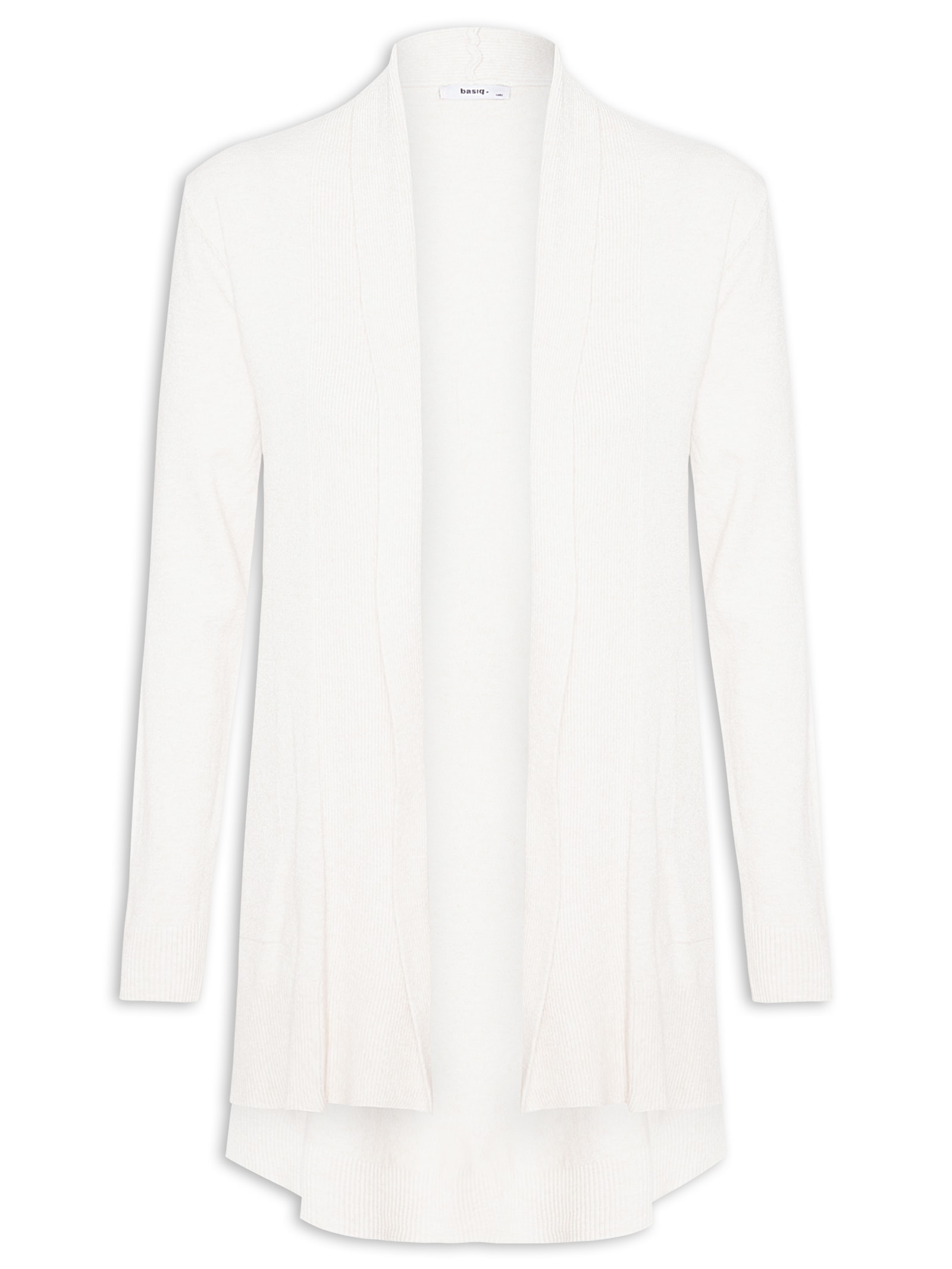 Cardigã Feminino Alongado Comfy Em Tricot Off White Basiq