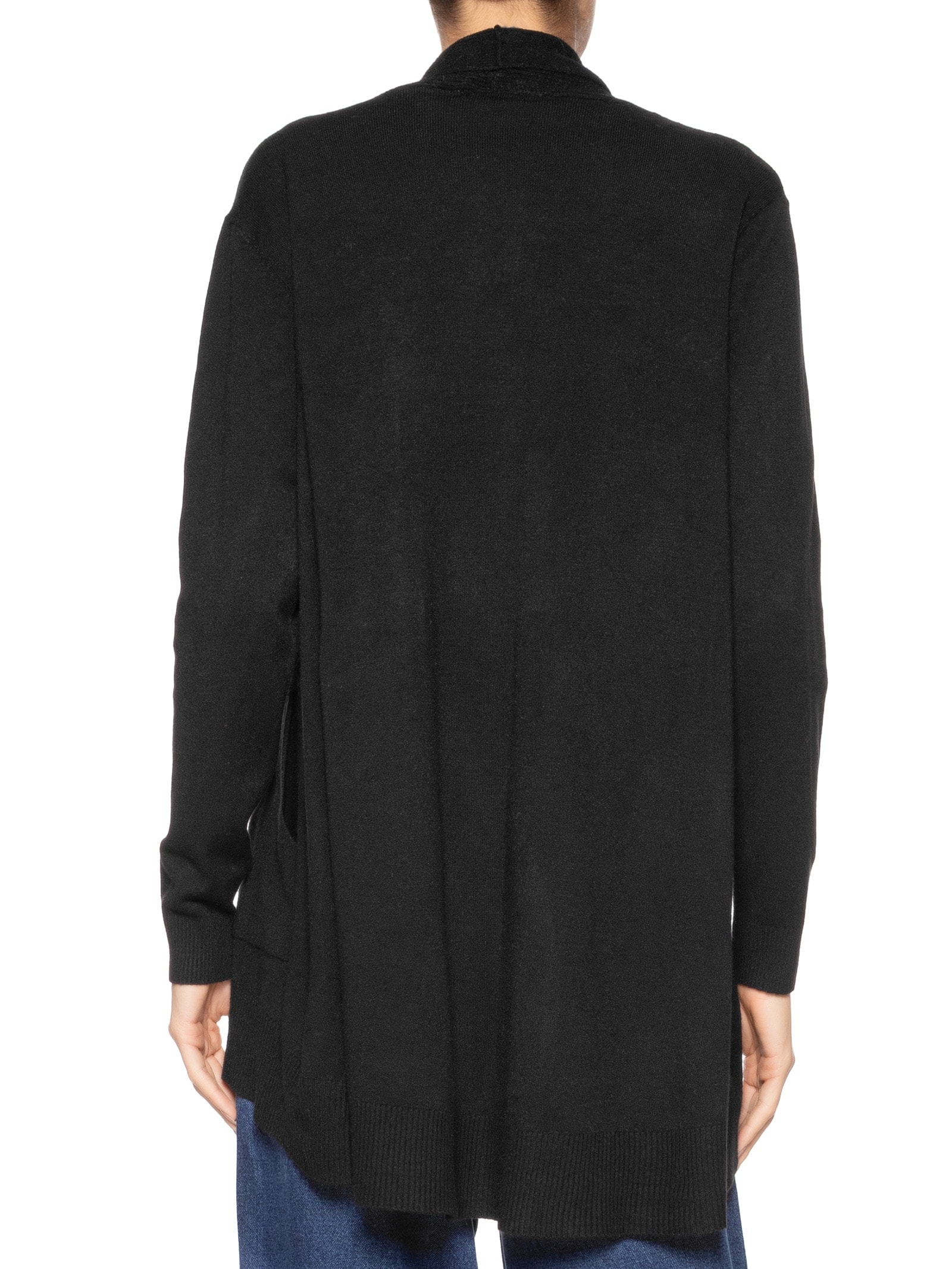 Cardigã Feminino Alongado Comfy Em Tricot Preto Basiq