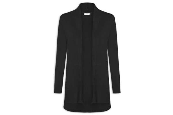 Cardigã Feminino Alongado Comfy Em Tricot - Preto