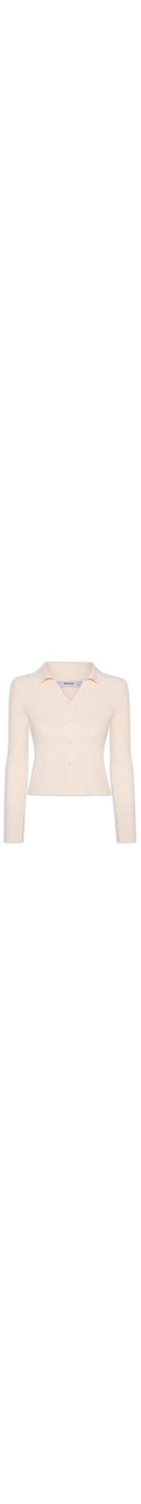 Cardigã Feminino Canelado Gola Polo - Bege