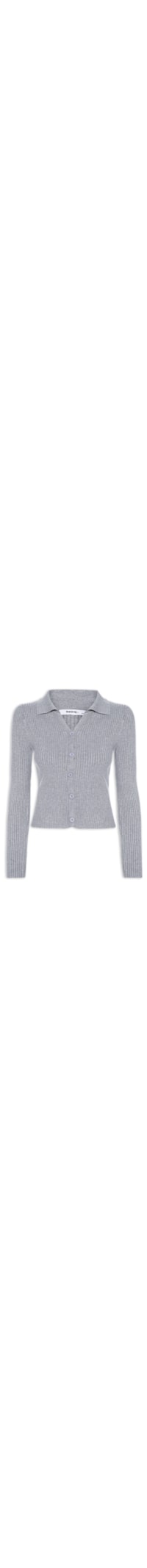 Cardigã Feminino Canelado Gola Polo - Cinza