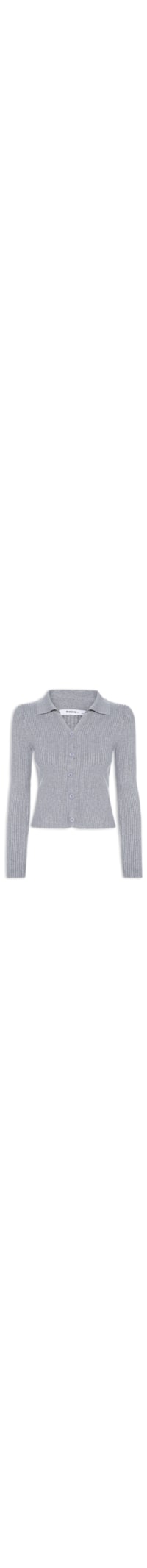 Cardigã Feminino Canelado Gola Polo - Cinza
