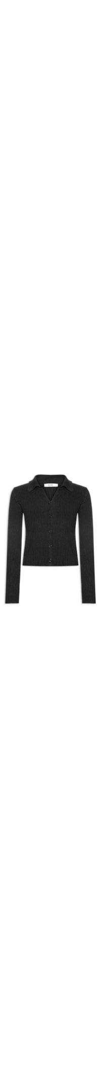 Cardigã Feminino Canelado Gola Polo - Preto