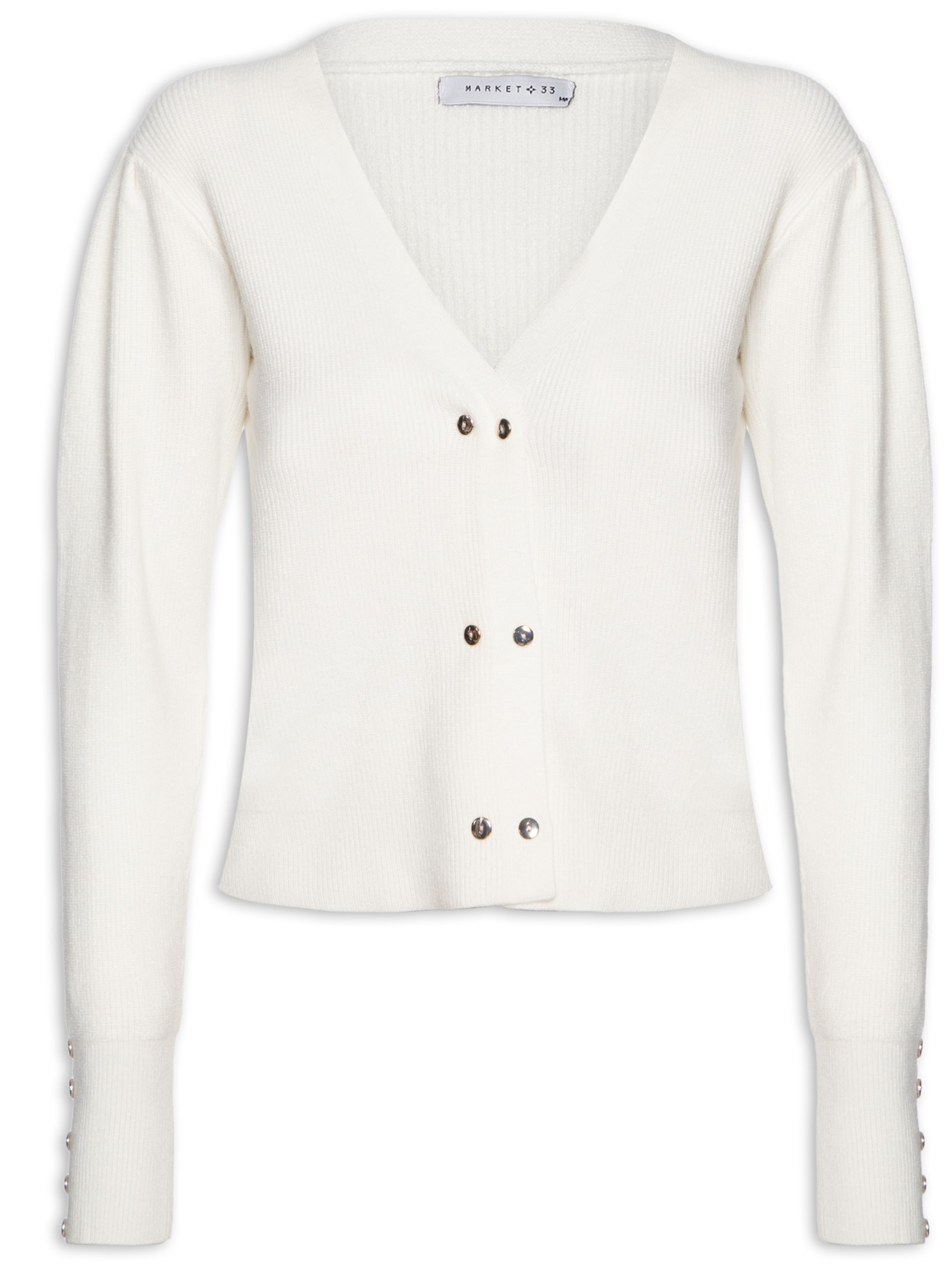 Cardigã Feminino Com Abotoamento Duplo Off White Market 33