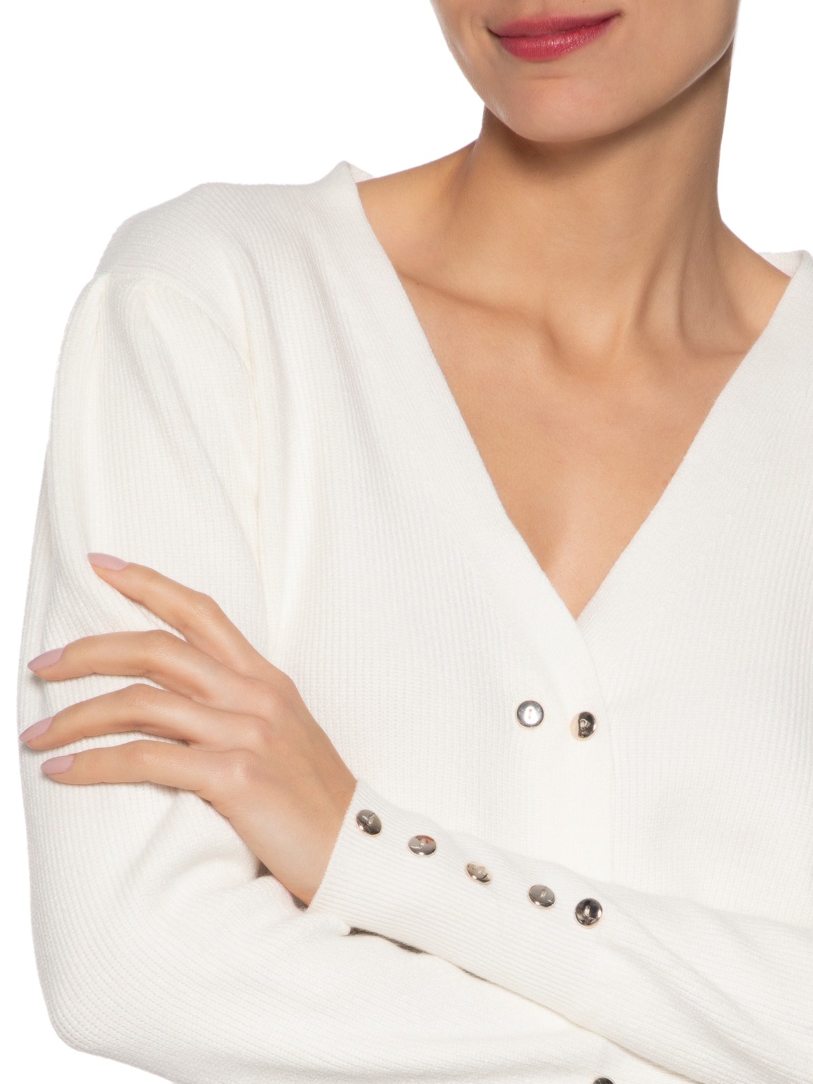 Cardigã Feminino Com Abotoamento Duplo Off White Market 33