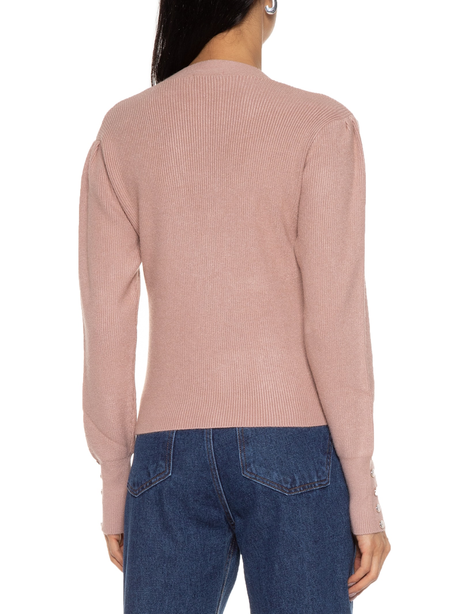 Cardigã Feminino Com Abotoamento Duplo Rosa Market 33