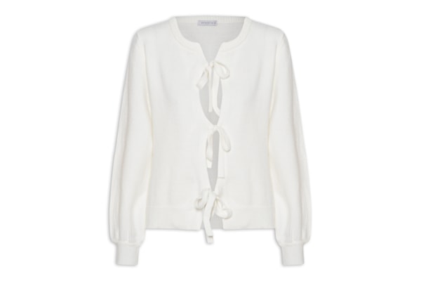 Cardigã Feminino Com Amarração - Off White