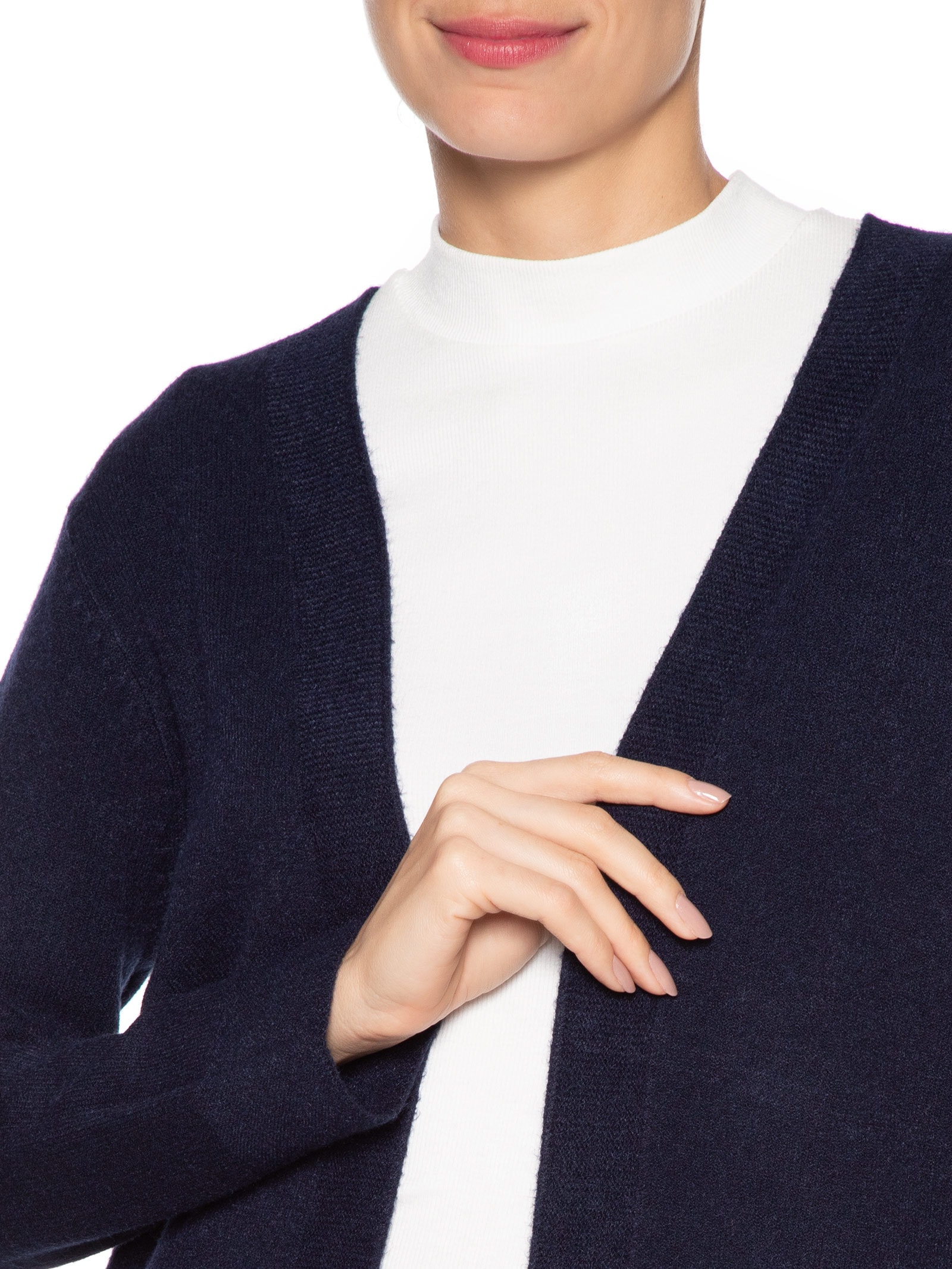 Cardigã Feminino Comfy Em Tricot Azul Basiq