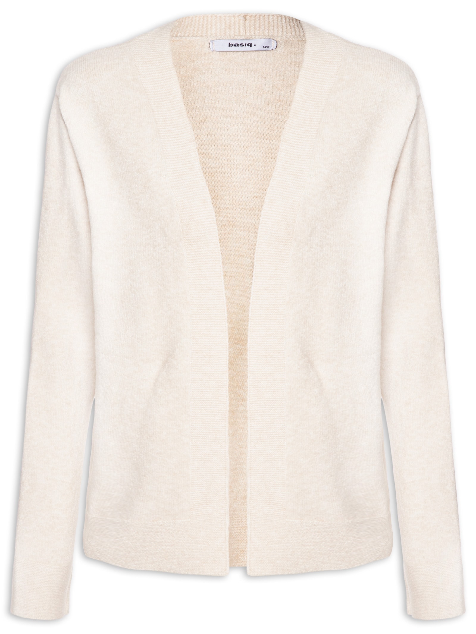 Cardigã Feminino Comfy Em Tricot Bege Basiq