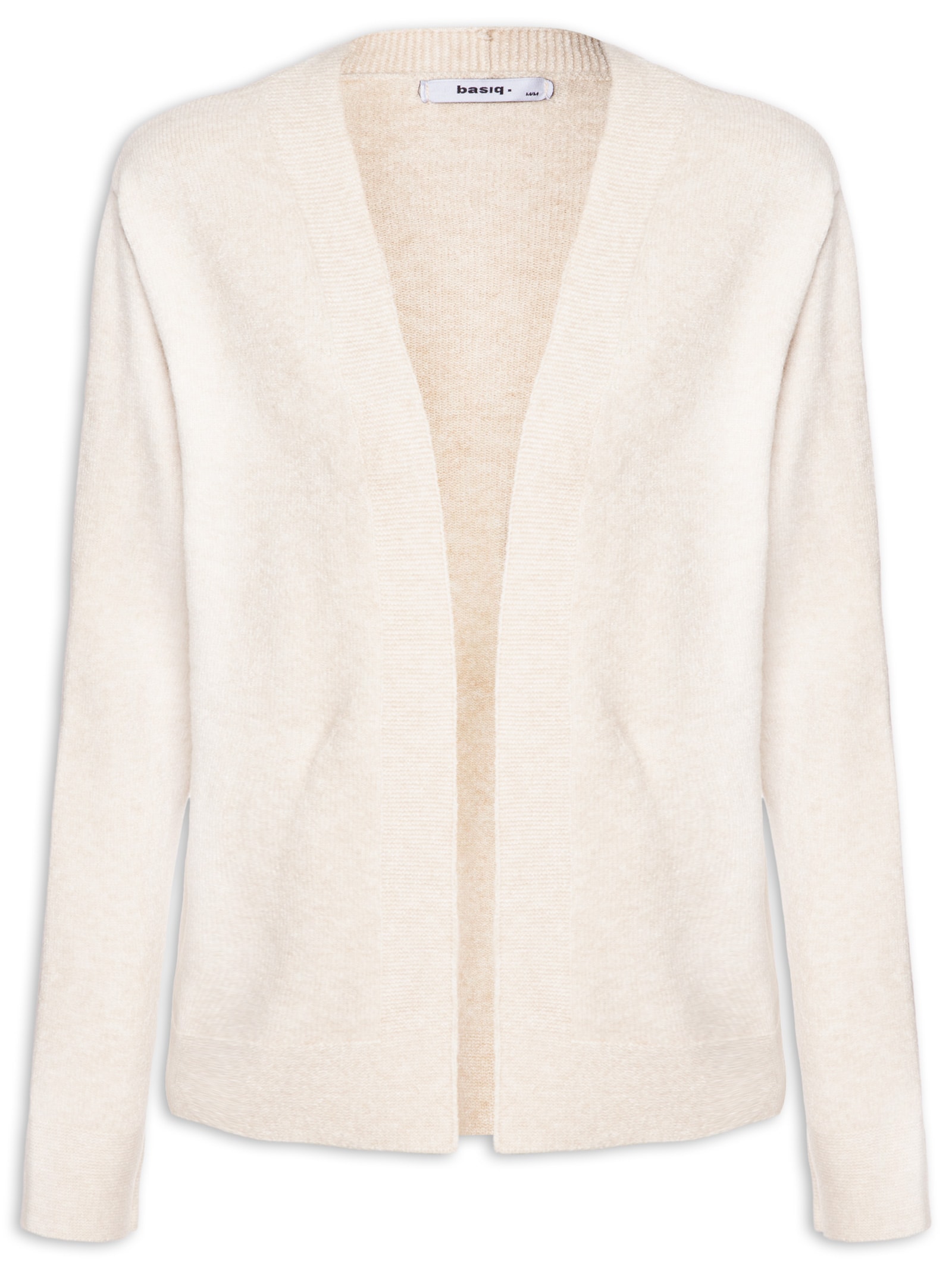 Cardigã Feminino Comfy Em Tricot Bege Basiq