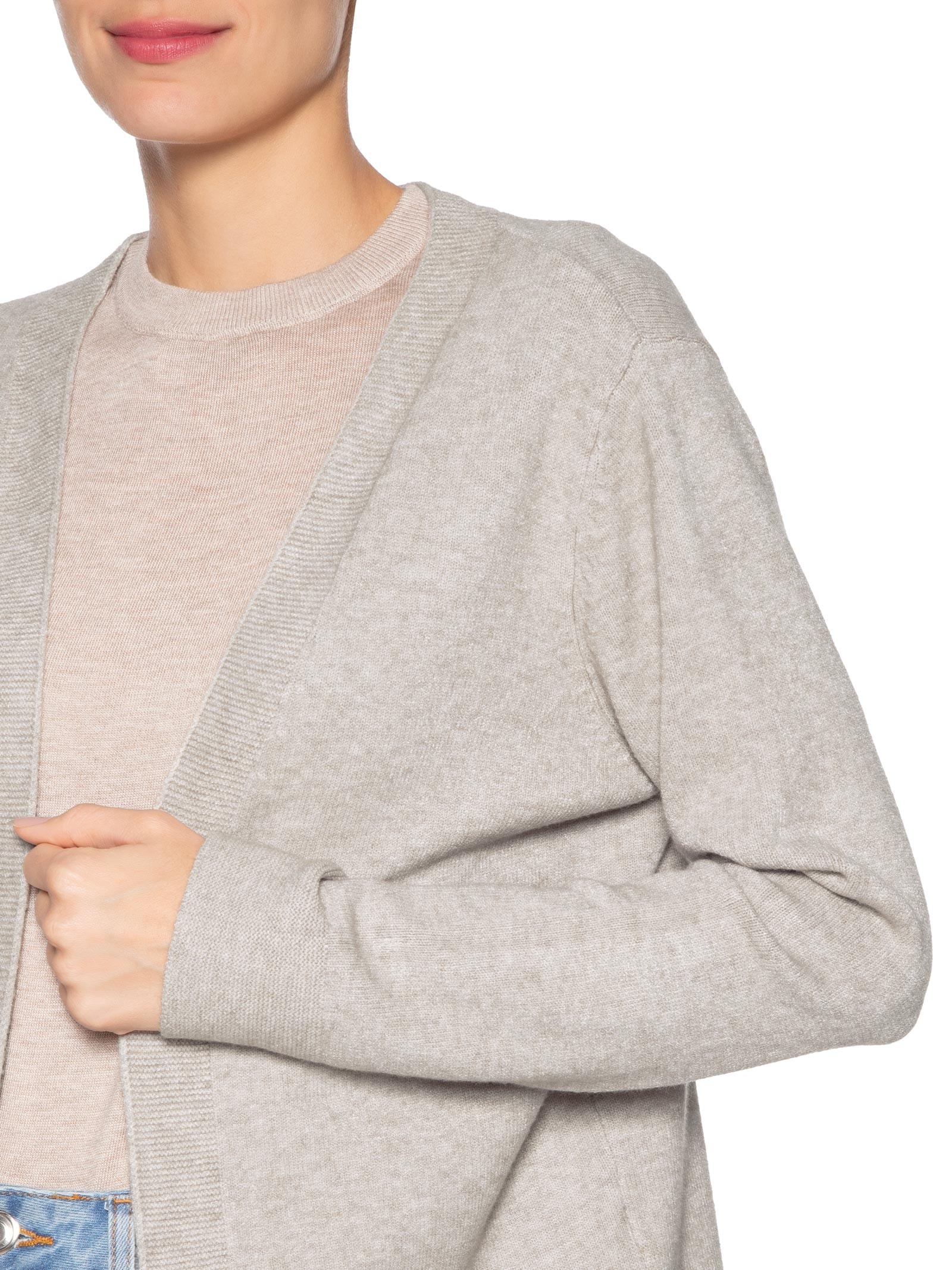 Cardigã Feminino Comfy Em Tricot Bege Basiq