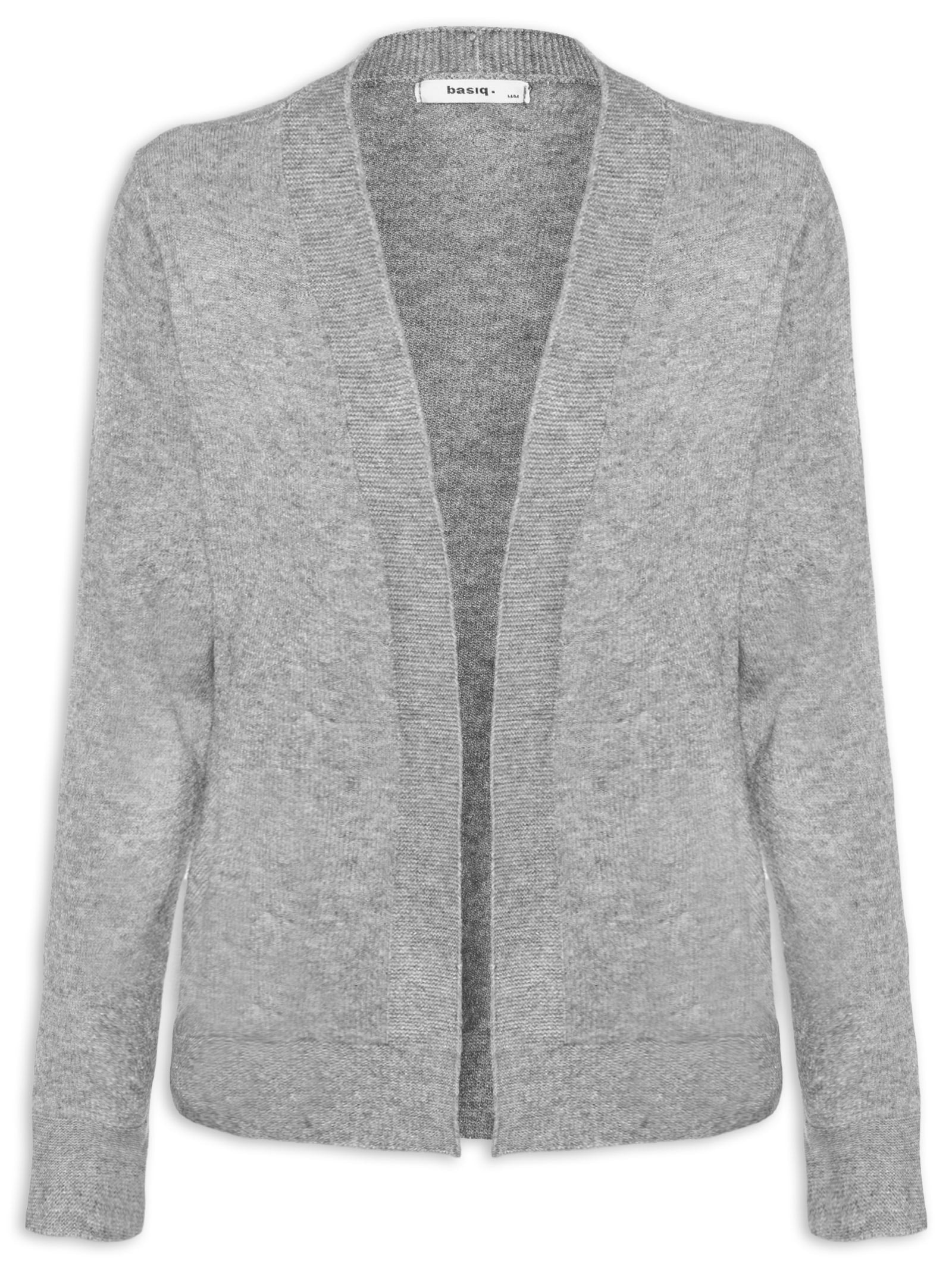 Cardigã Feminino Comfy Em Tricot Cinza Basiq