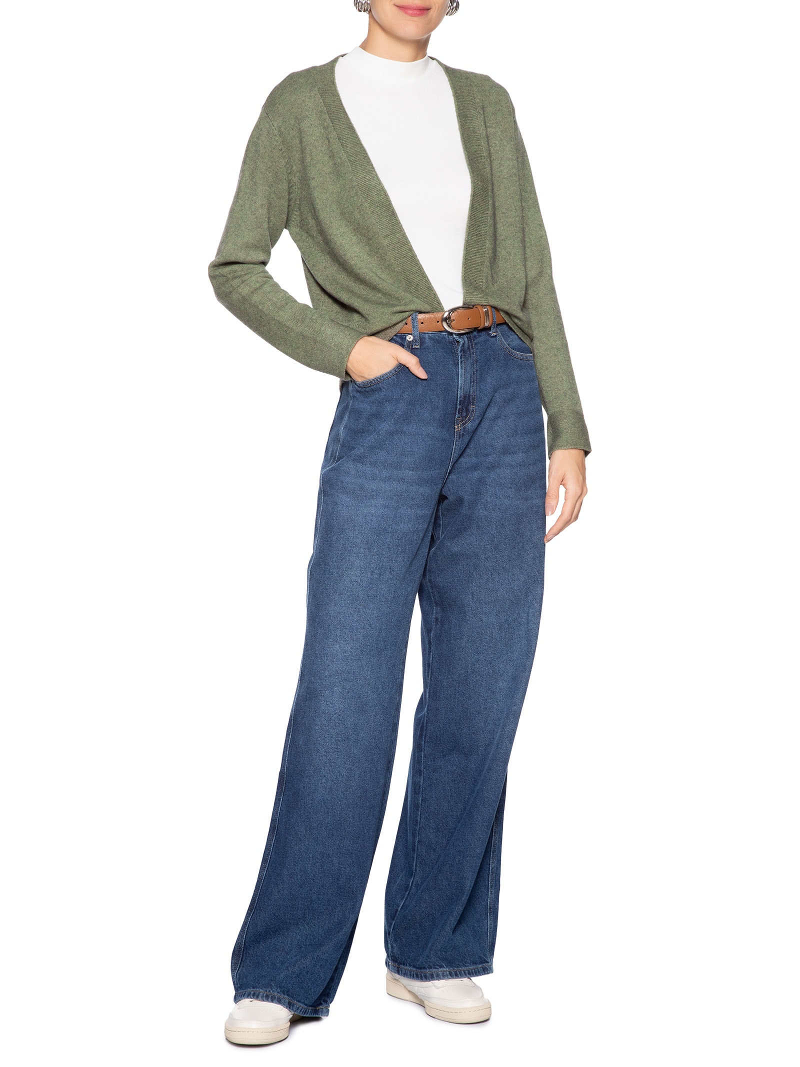 Cardigã Feminino Comfy Em Tricot Verde Basiq