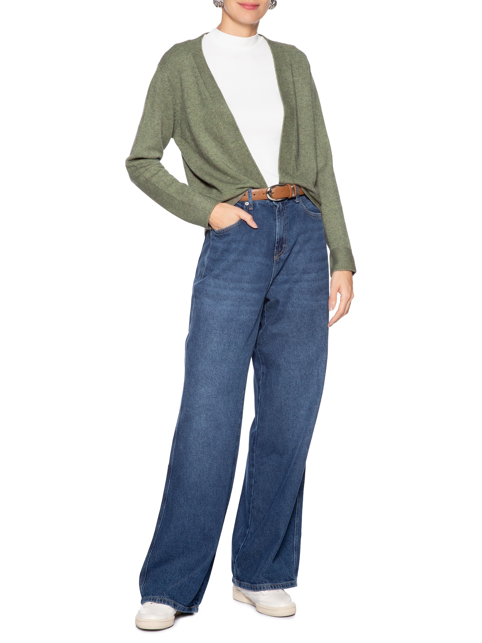 Cardigã Feminino Comfy Em Tricot Verde Basiq