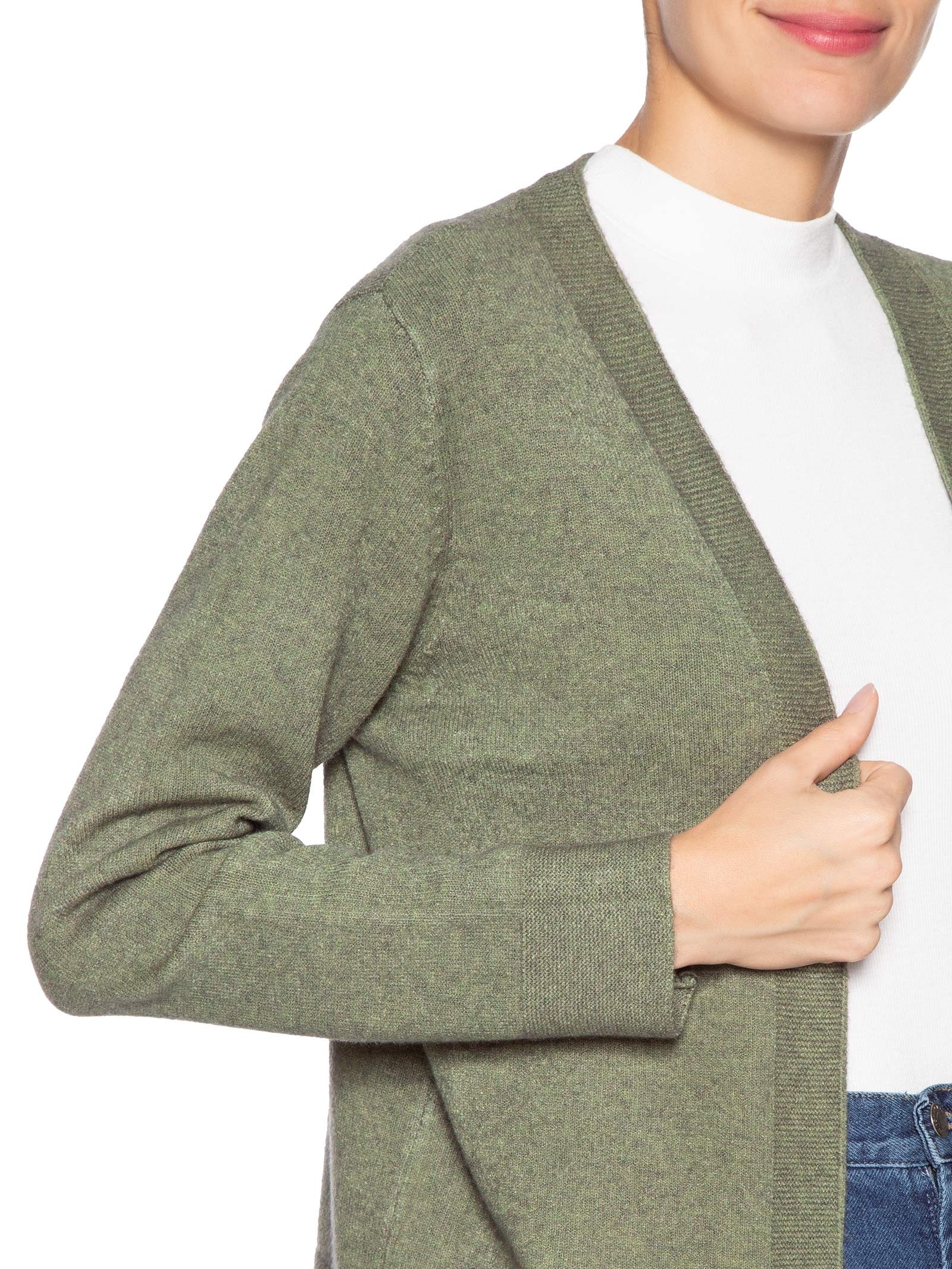 Cardigã Feminino Comfy Em Tricot Verde Basiq