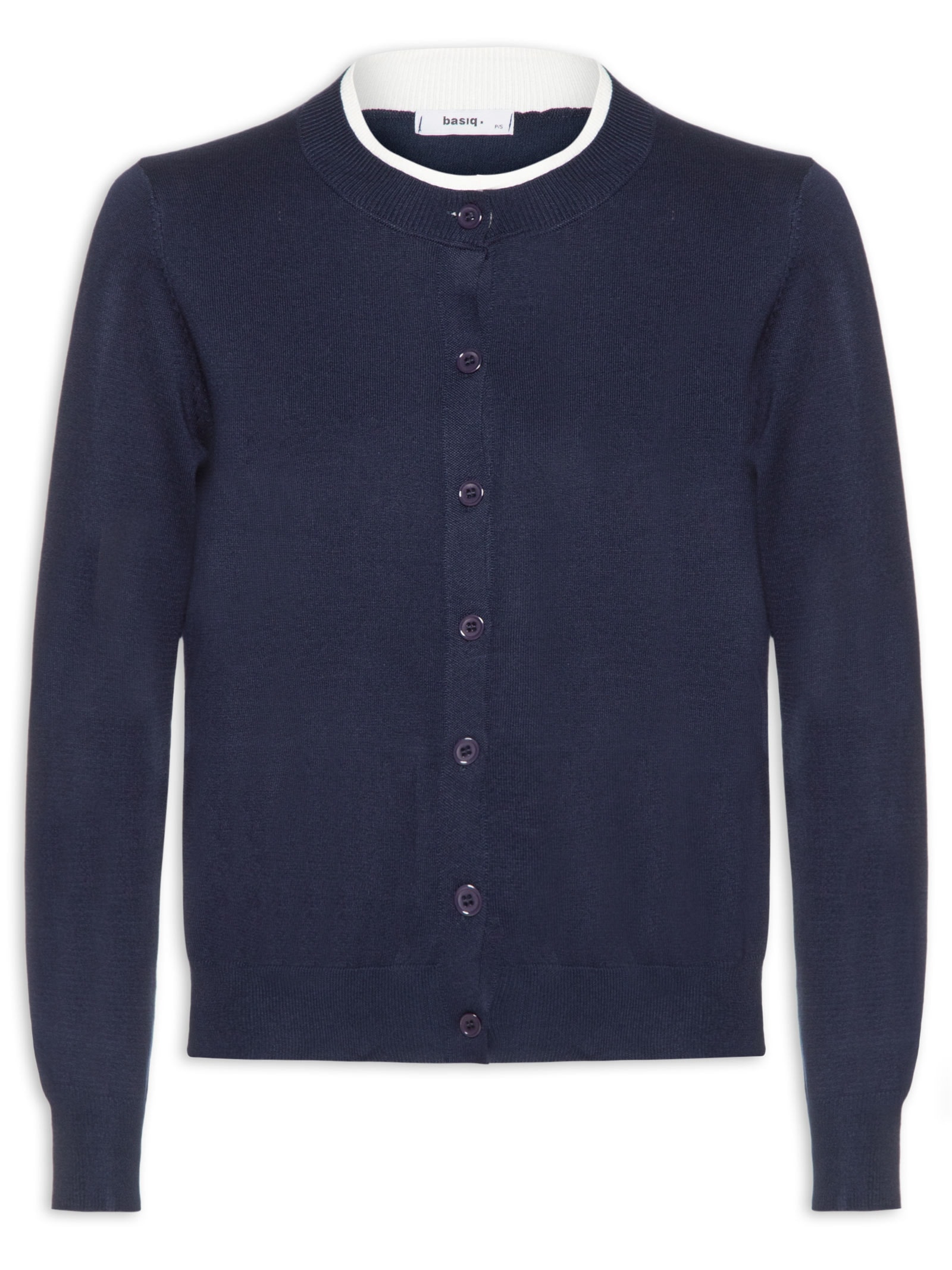 Cardigã Feminino Detalhe Bicolor Azul Basiq