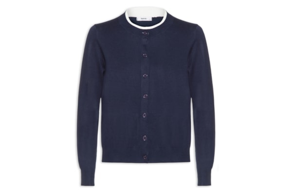 Cardigã Feminino Detalhe Bicolor - Azul