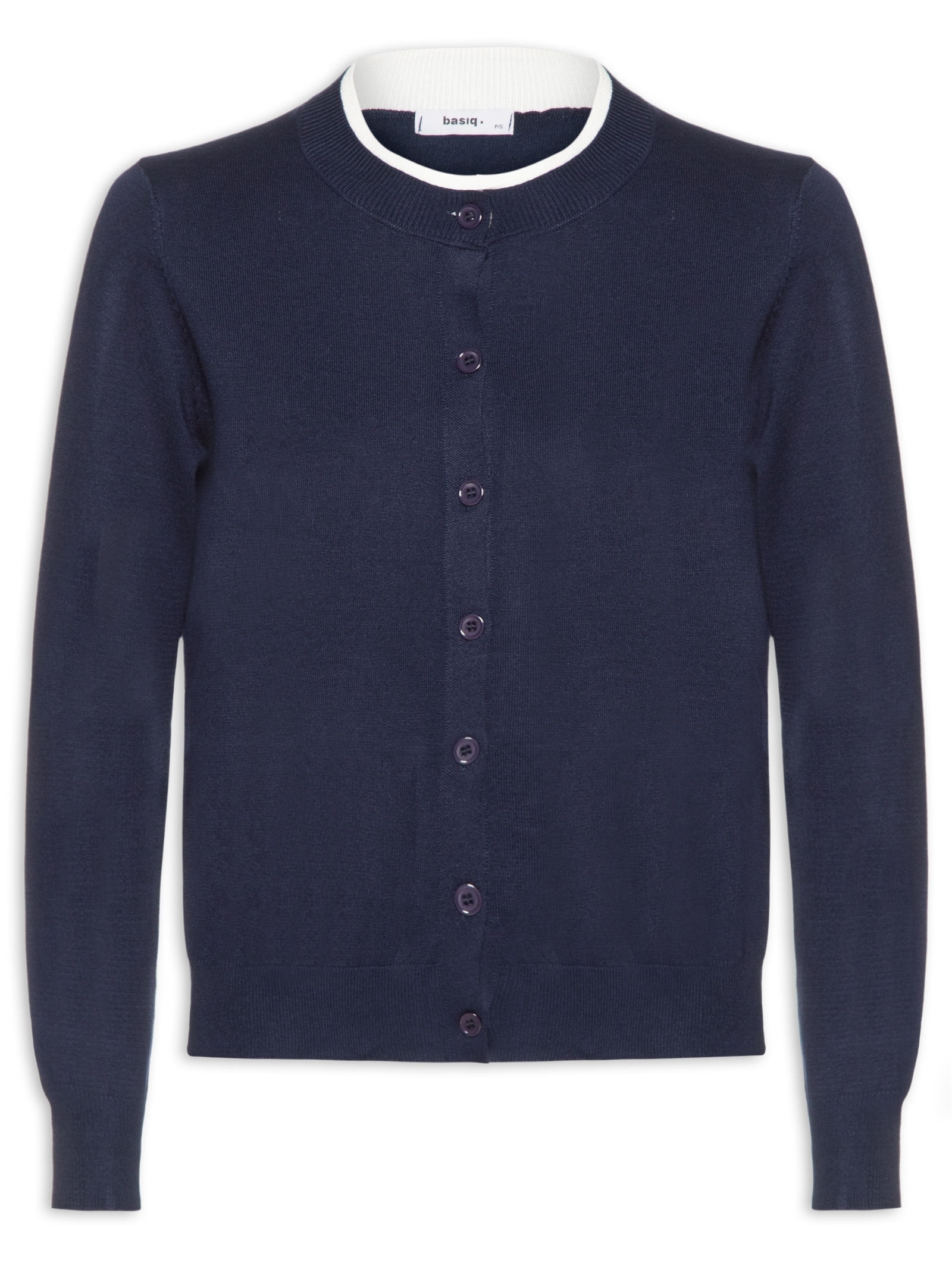 Cardigã Feminino Detalhe Bicolor Azul Basiq