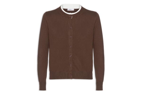 Cardigã Feminino Detalhe Bicolor - Marrom