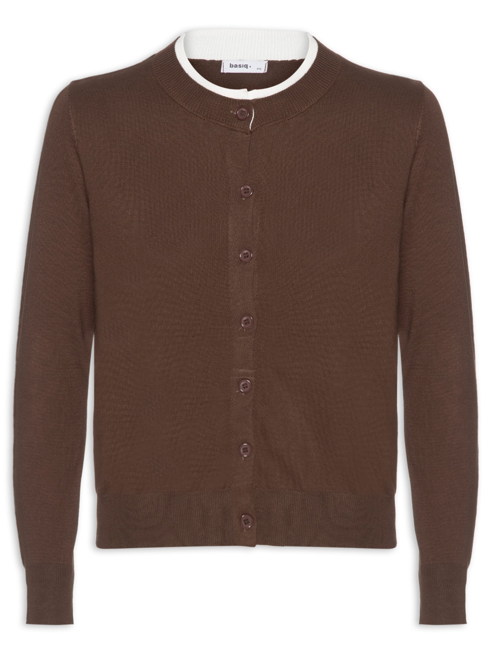 Cardigã Feminino Detalhe Bicolor Marrom Basiq