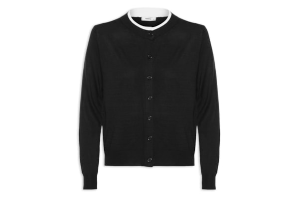 Cardigã Feminino Detalhe Bicolor - Preto