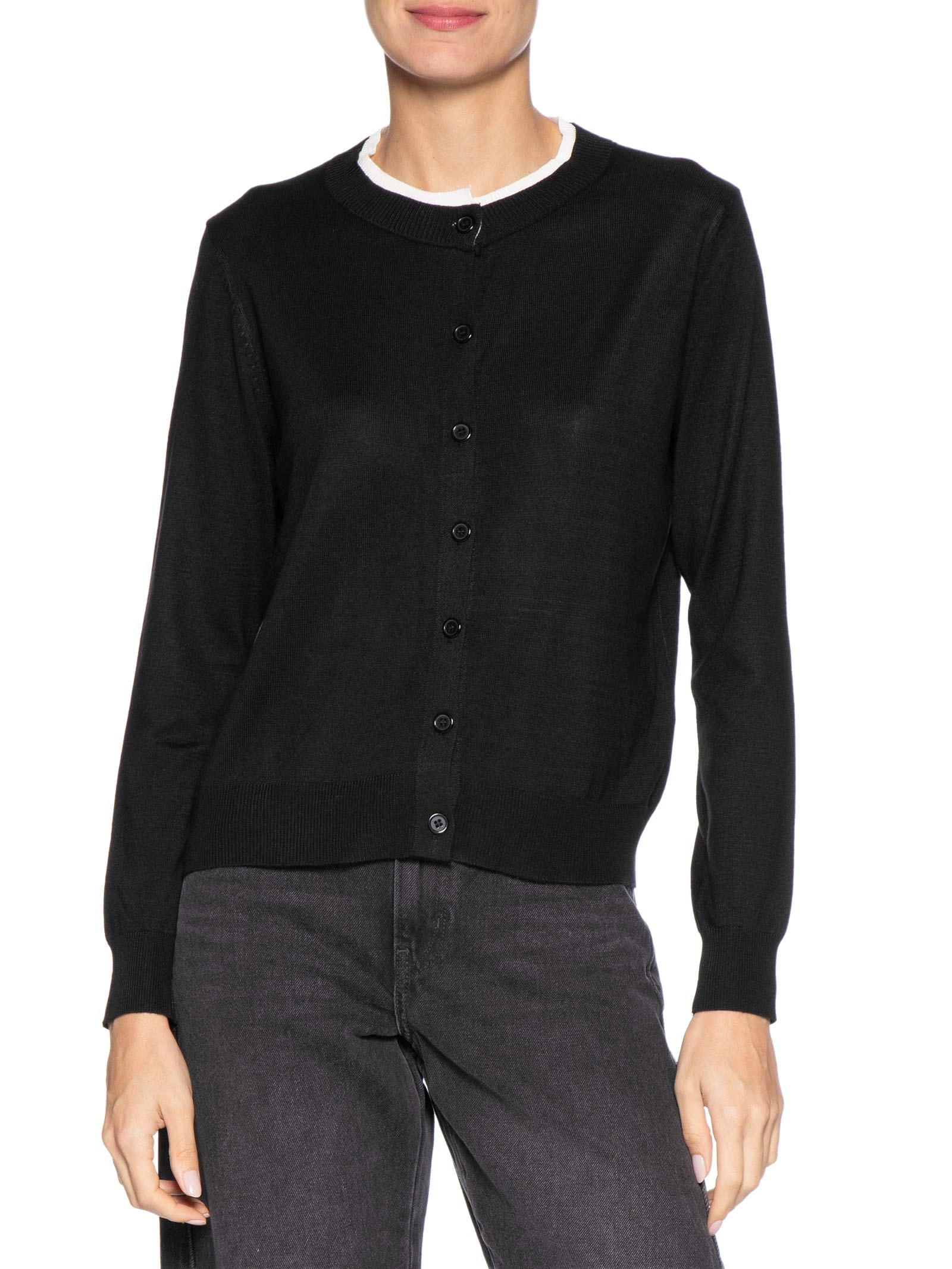 Cardigã Feminino Detalhe Bicolor Preto Basiq