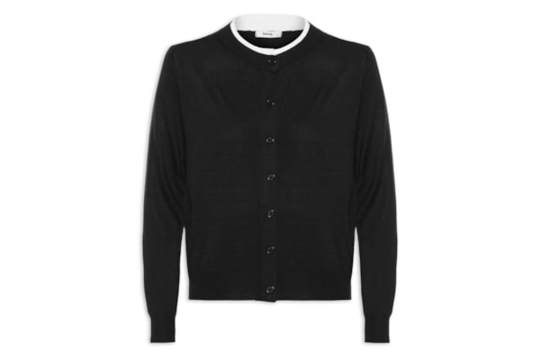 Cardigã Feminino Detalhe Bicolor - Preto