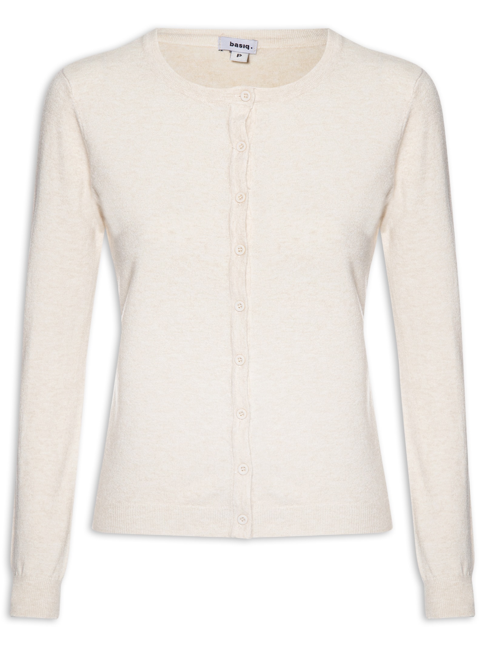 Cardigã Feminino Em Tricot Bege Basiq