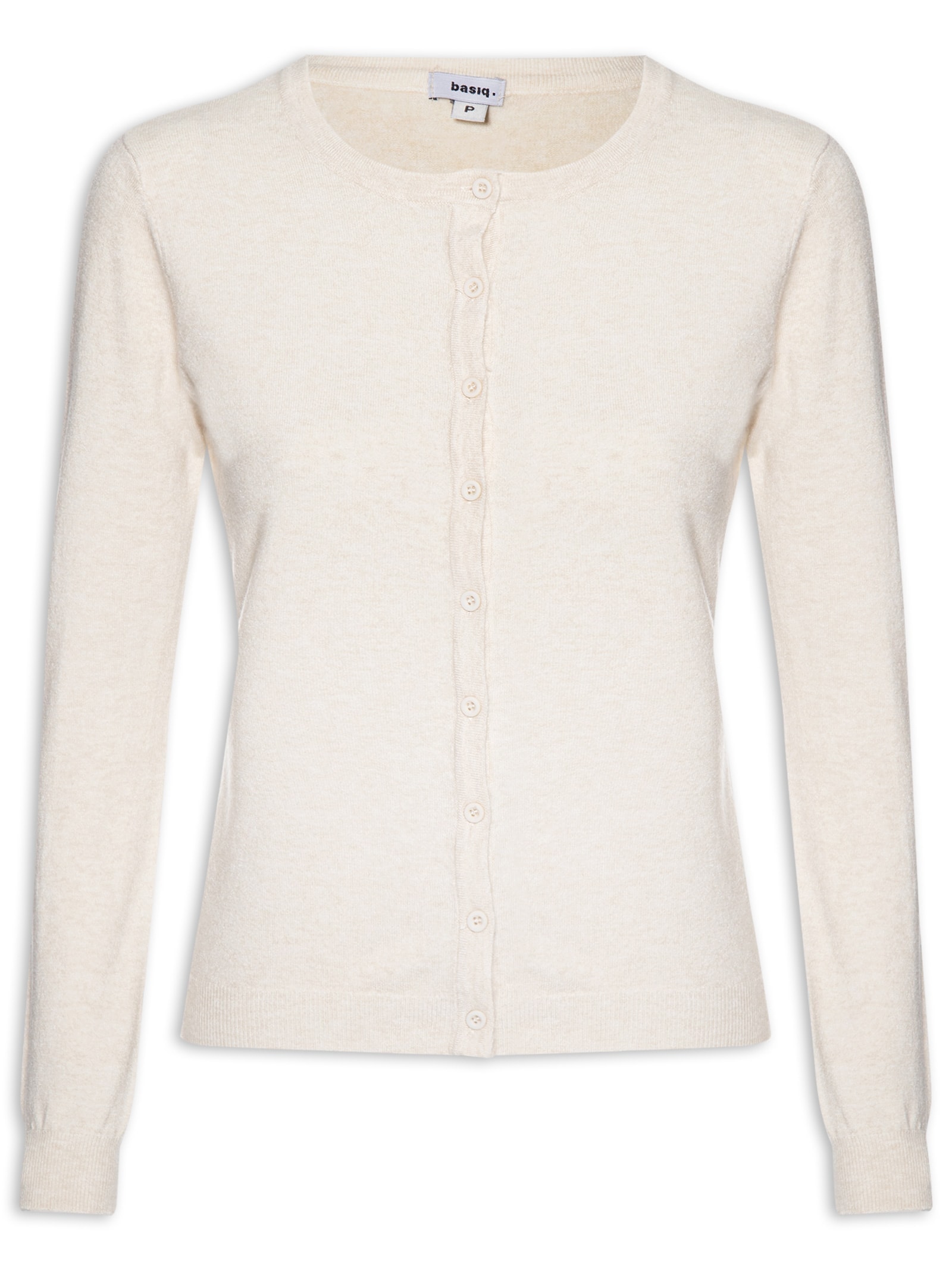 Cardigã Feminino Em Tricot Bege Basiq