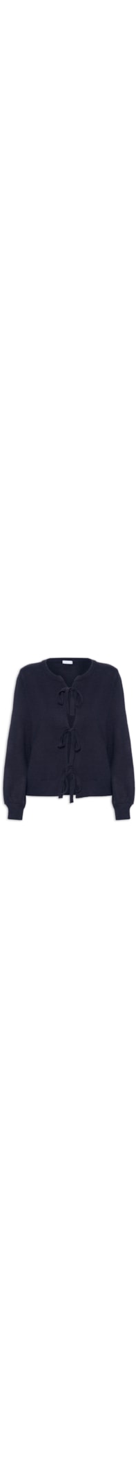 Cardigã Feminino Em Tricot Com Amarração - Azul