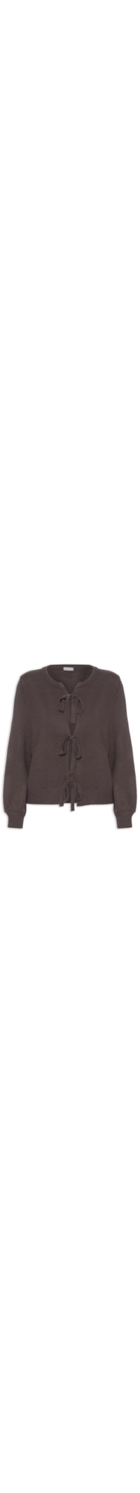 Cardigã Feminino Em Tricot Com Amarração - Marrom