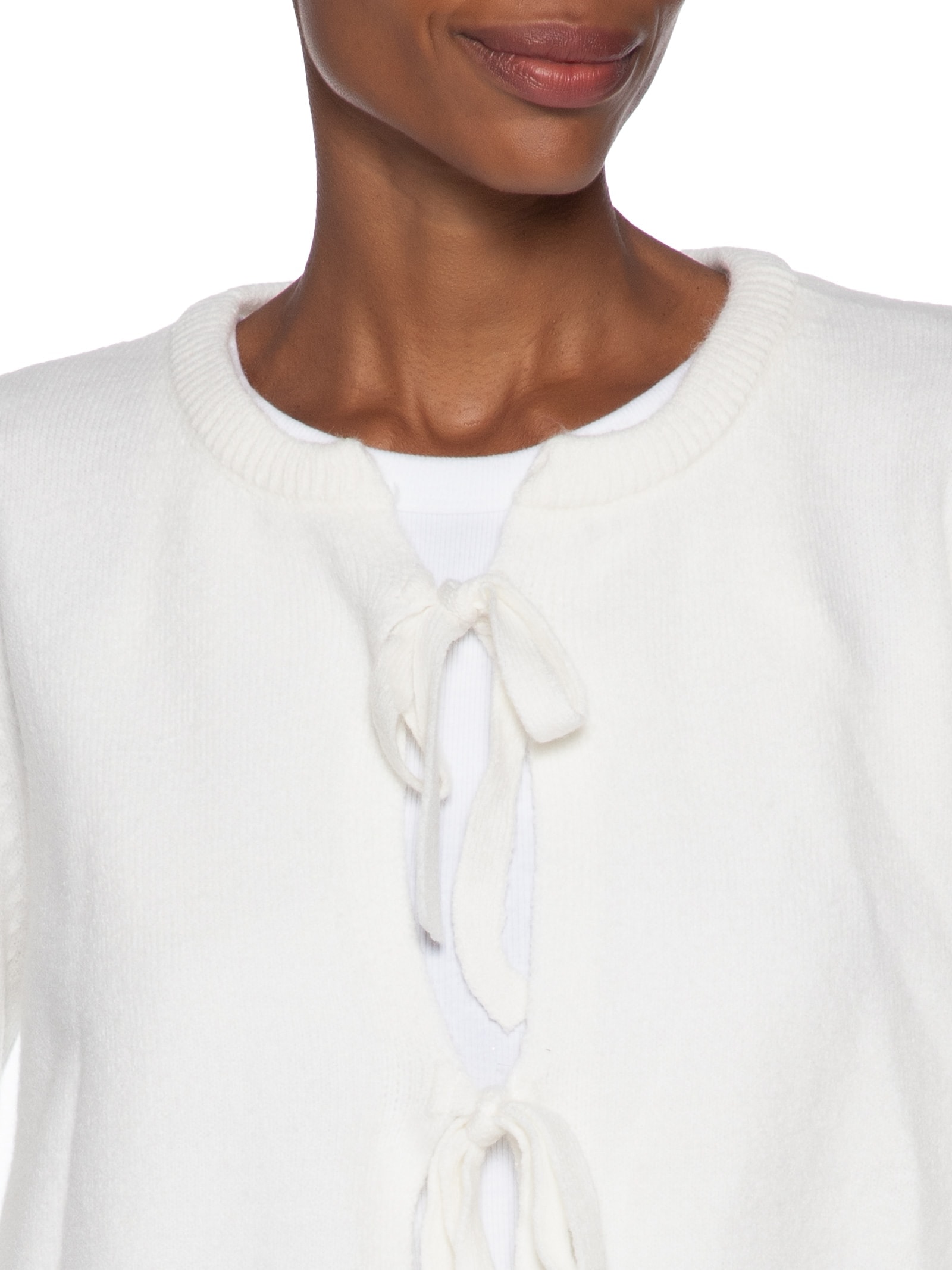Cardigã Feminino Em Tricot Com Amarração  Off White Market 33
