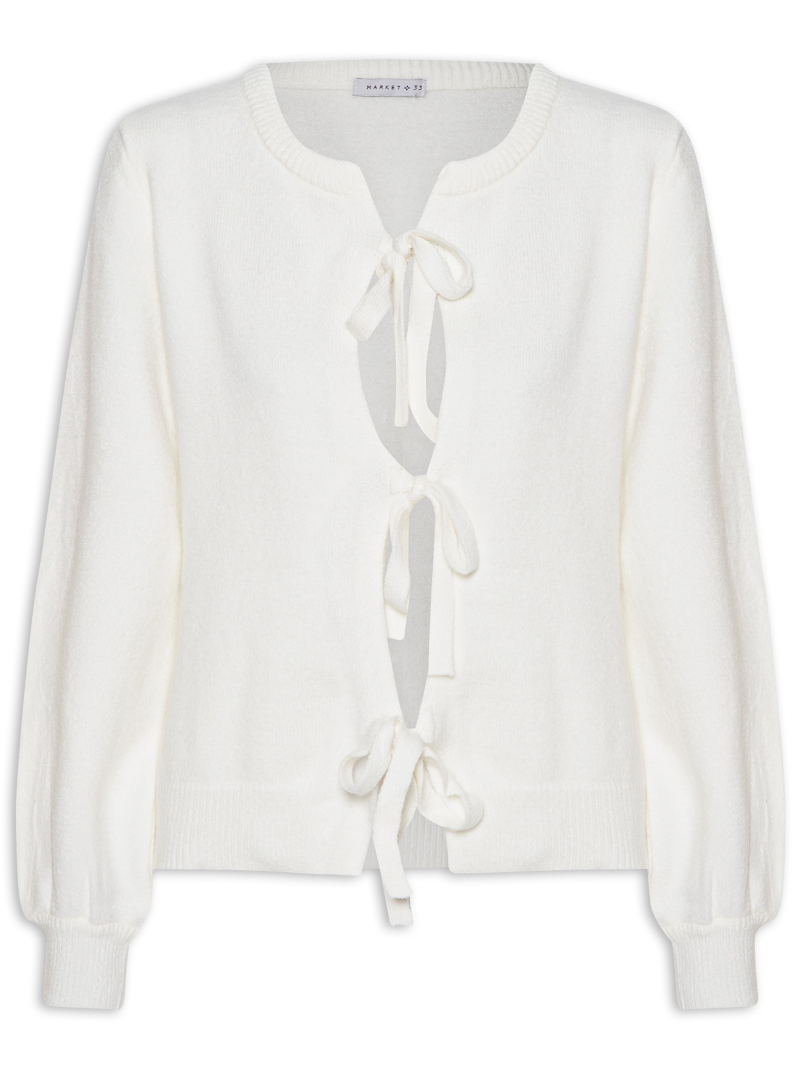 Cardigã Feminino Em Tricot Com Amarração  Off White Market 33
