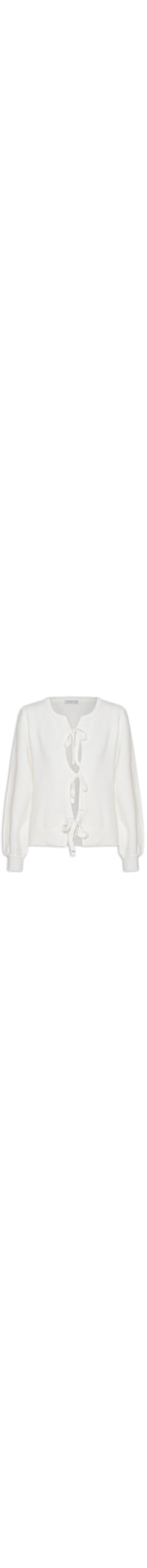Cardigã Feminino Em Tricot Com Amarração - Off White