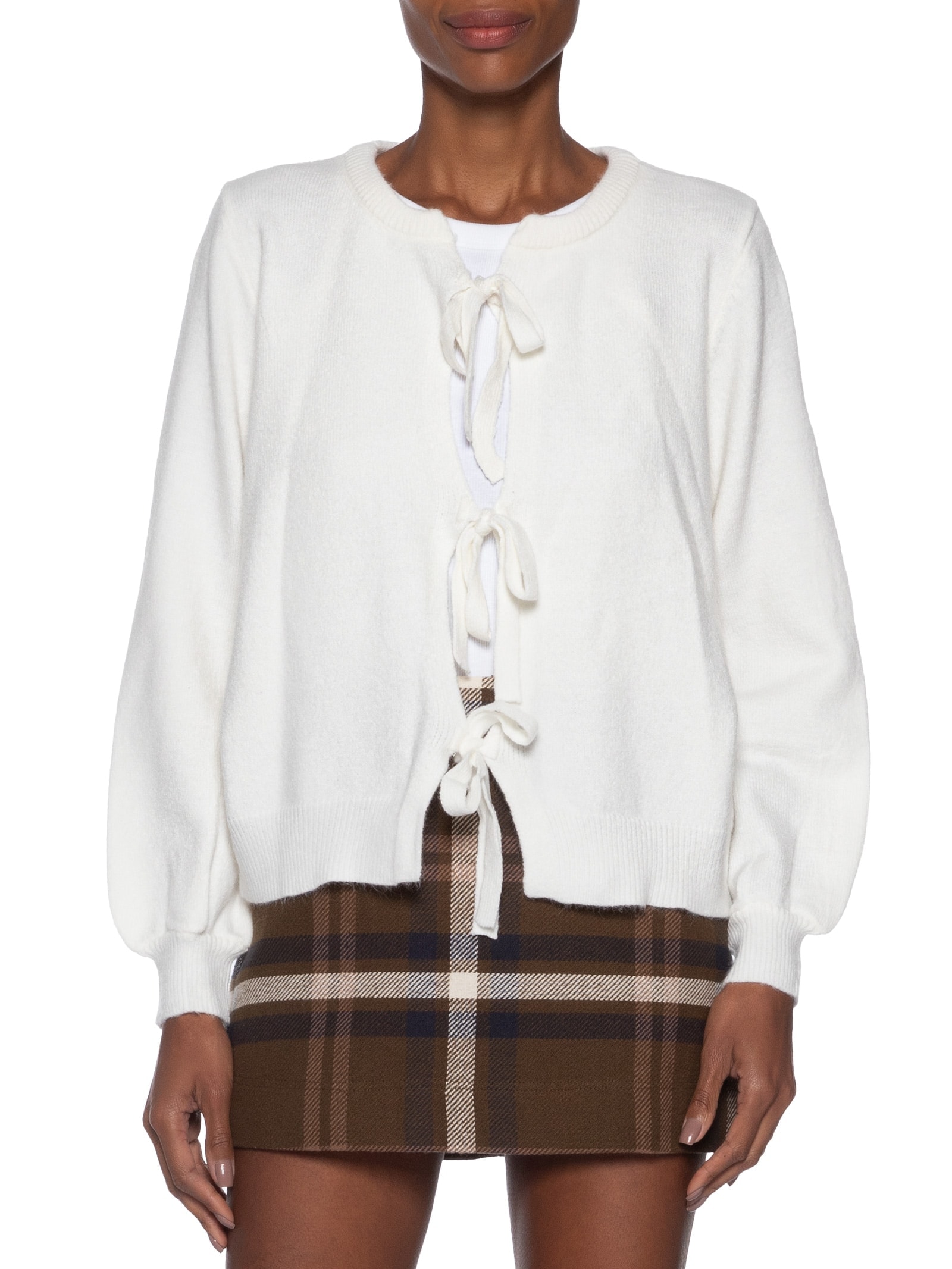 Cardigã Feminino Em Tricot Com Amarração  Off White Market 33